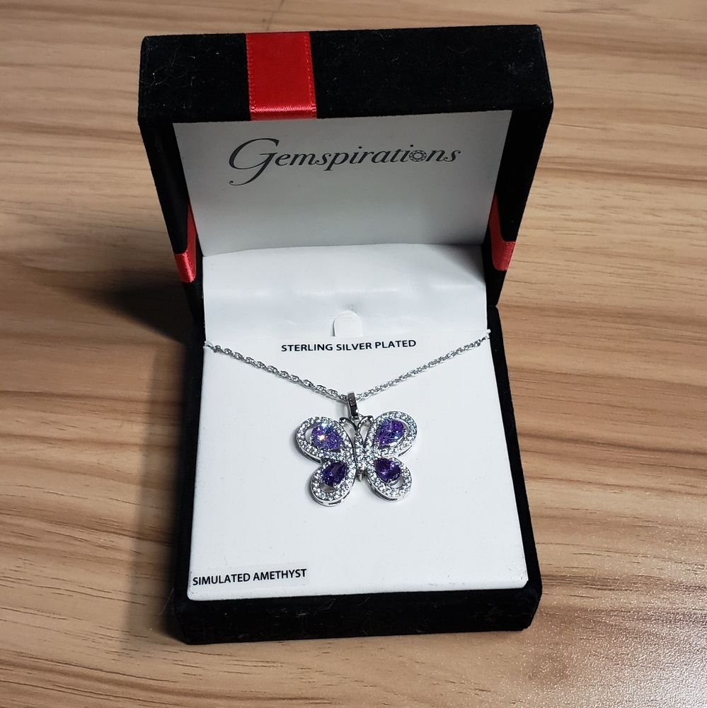 Silver & Amethyst Butterfly Necklace